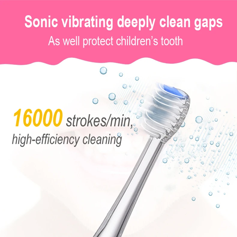 SEAGO детская звуковая электрическая зубная щетка для От 3 до 12 лет светодиодный аккумулятор Sonic Kids зубная щетка умный таймер сменные насадки