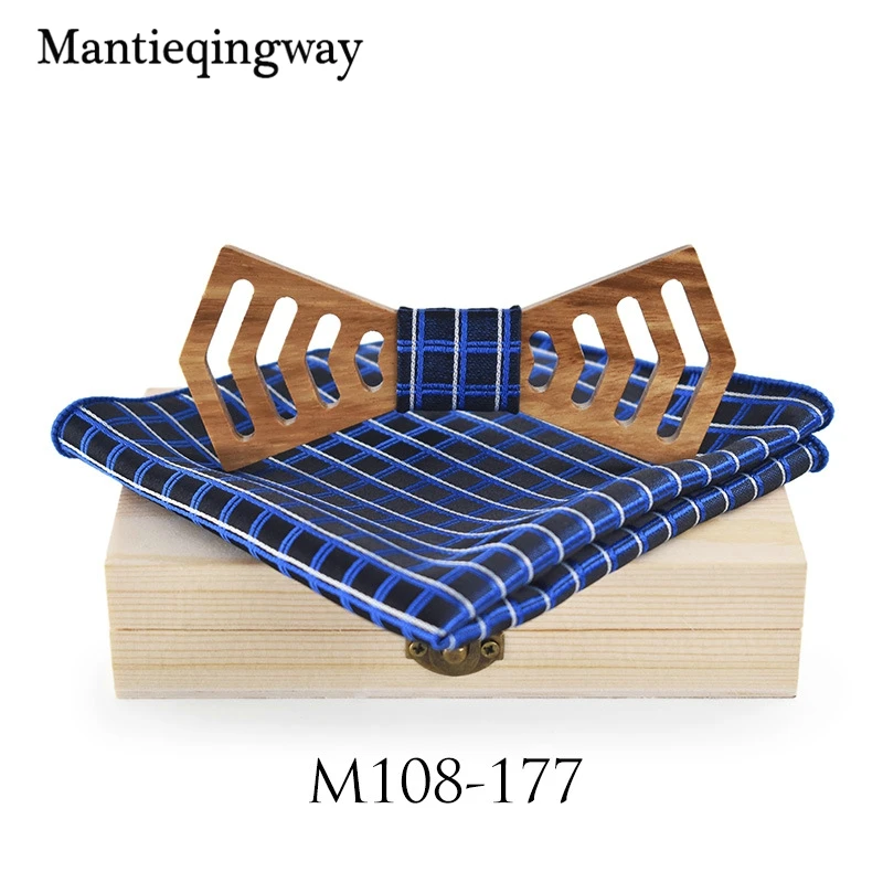 Mantieqingway из полой древесины с бантом комплекты носовых платков для мужские