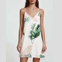 Floral Dress Palm Leaf Print Double V Neck Cami Dress A-Line Sleeveless Spaghetti Strap Gothic Dress Beach Dress Floral Dress Palm Leaf Print Double V Neck Cami Dress A-Line Sleeveless Spaghetti Strap Gothic Dress Beach Dress