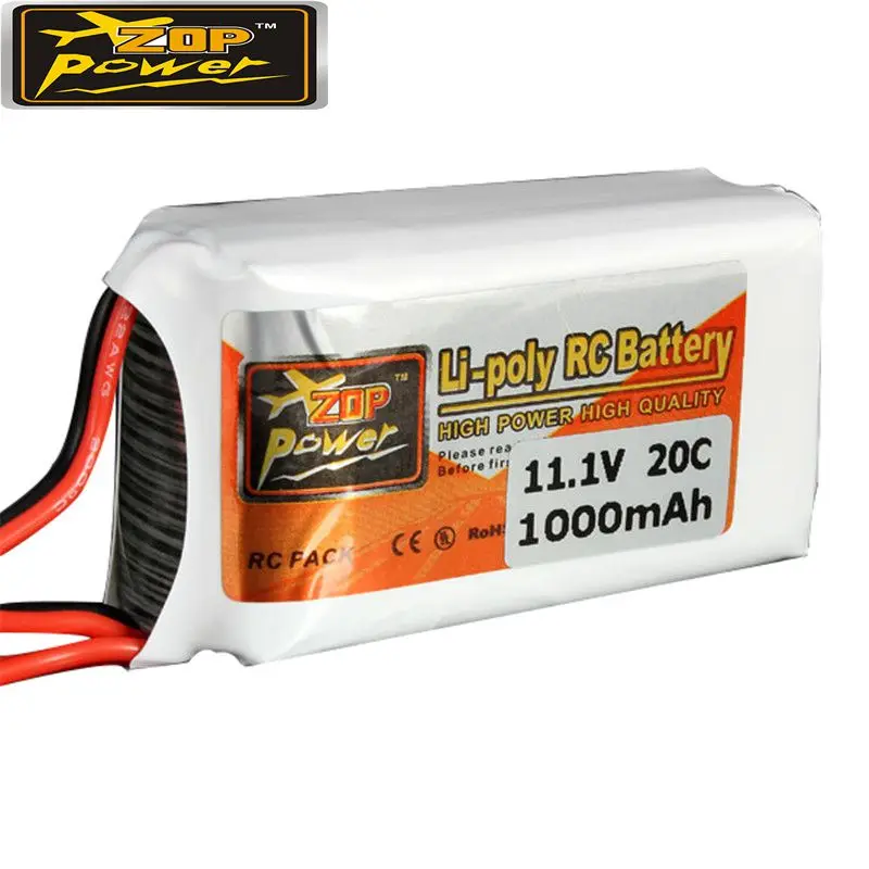 Rechargeable ZOP Power 3S 11.1V 1000MAH 20C Lipo Battery JST Plug
