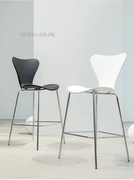 

Modern Classic Fashion Loft Design Nordic Soft Color Plastic Seat Silver Chromed Leg kitchen room Counter Bar Stool Chair 1PC