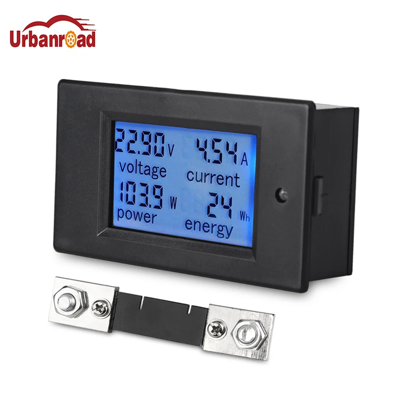 

Urbanroad 4 in 1 Combo Digital Ammeter Voltmeter DC 6.5-100v 100A Ampere Voltage Power Energy Tester Blue LCD Panel Moduel Shunt