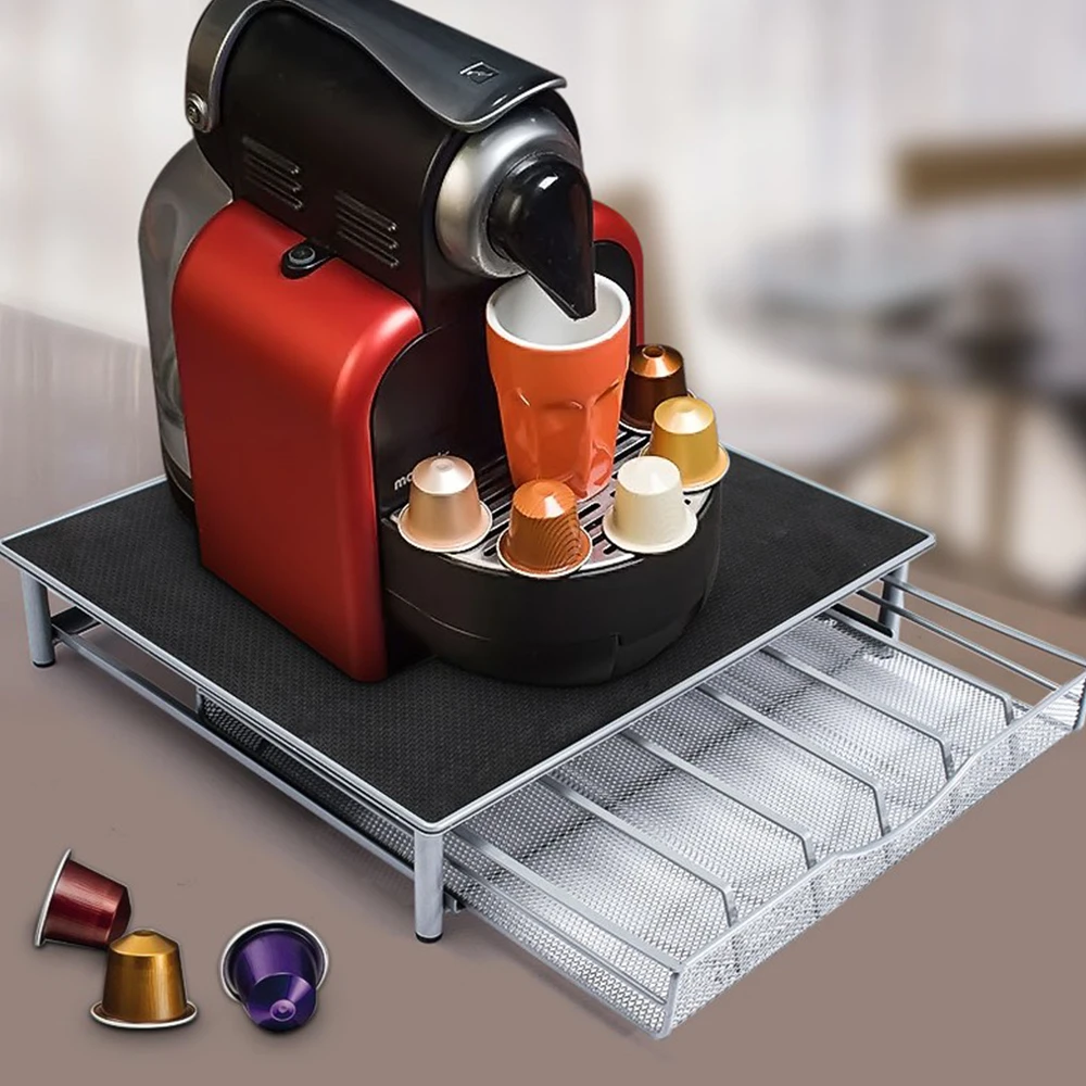  Coffee Machine Base Pod Holder Storage Drawer Coffee Nespresso Capsules Drawers Organizer Stand Rac