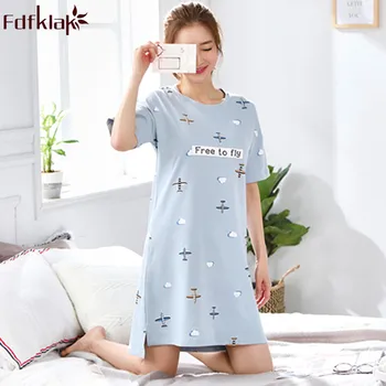 

Fdfklak Woman nightwear large size cotton nightgown women sleepwear night dress short sleeve summer nightshirt nightie female