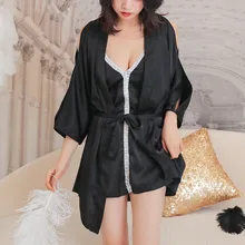 Для женщин пикантные халат для взрослых платье сезон: весна–лето Ночная Рубашка шелковая ночная сорочка кружева плюс Размеры Femme Одежда для дома, пляжа Spa одежда для сна