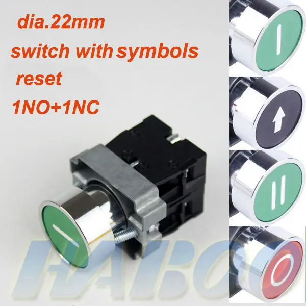 

5pcs/lot dia.22mm push button reset switch momentary function electrical switch 1NO+1NC 10A 600V