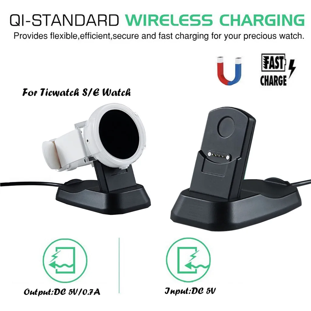 

NEW 1M Smart Watch Charging Dock Charger Compatible For Ticwatch S/E Accessories ABS Plastic lightning cable