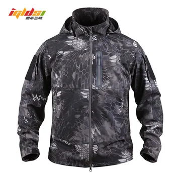 

IGLDSI Men Tactical Jacket Military Army Elastic Soft Shell Jacket Men Waterproof Windbreaker Camouflage Jacket Coat Windcheater