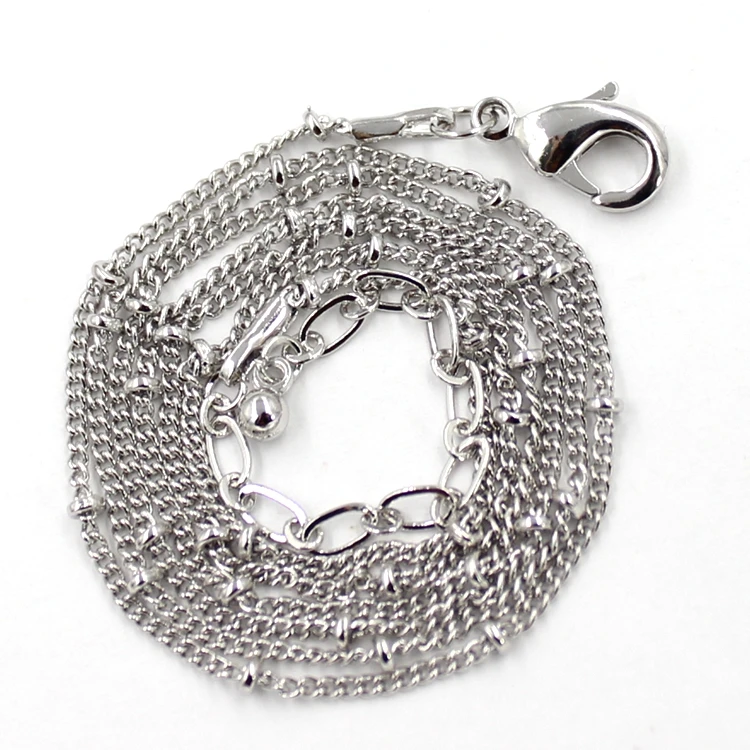 Hot Sale 55CM Silver Zinc Alloy Ball Station Chain For Necklace , 10