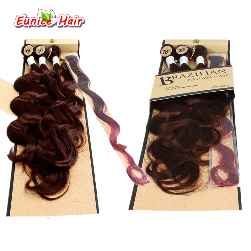 3 Tones Ombre Color Synthetic Hair Body Wave With Closure Ombre Body Wave Hair Weft Bundles Brazilian Natural Wave Hairpiece brazilian-body-wave-hair-bundles