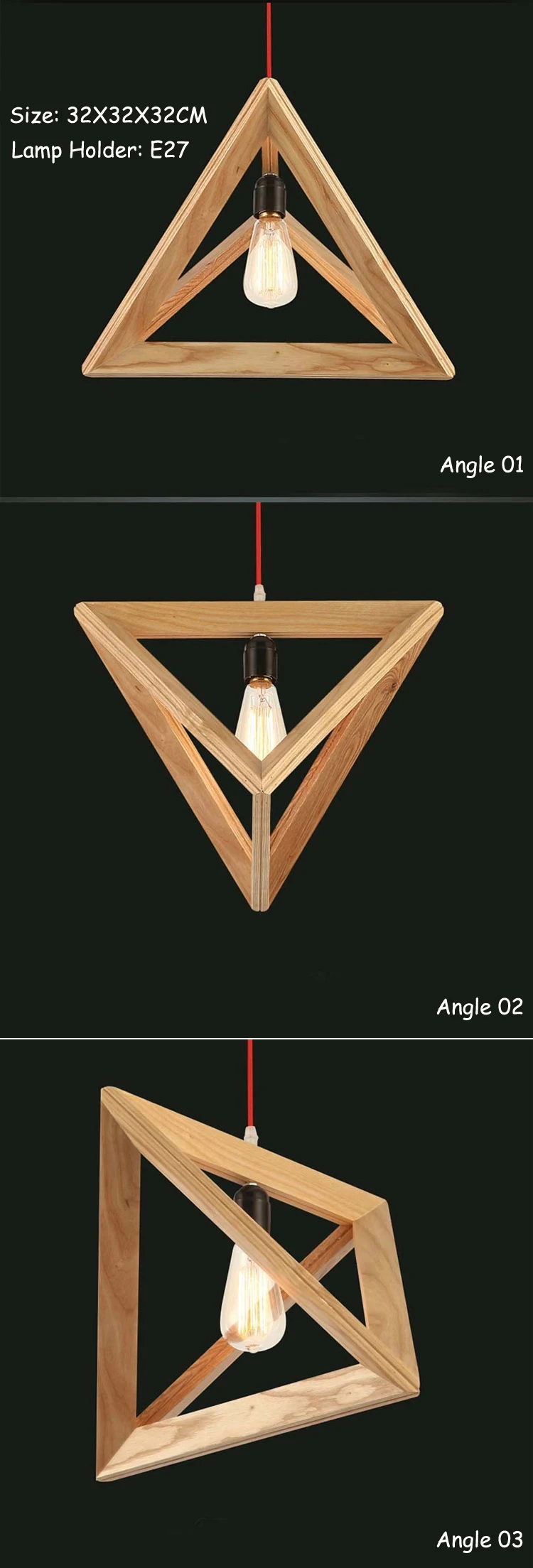 Династия многоугольник деревянный подвесной светильник Треугольник необычный дуб подвесной светильник Азия Искусство столовая с декоративной отделкой ресторан отель проект