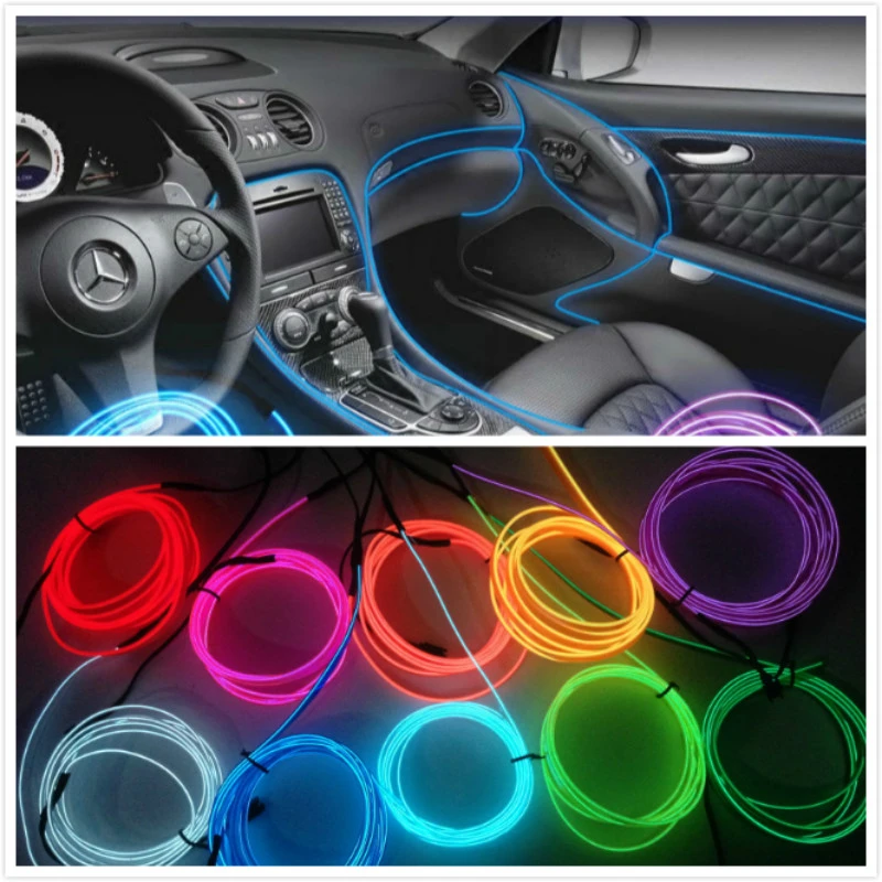 

Car Interior LED EL Wire Rope Tube Line strip For jeep renegade wrangler grand cherokee lexus mazda 6 3 cx-5 amg mini cooper