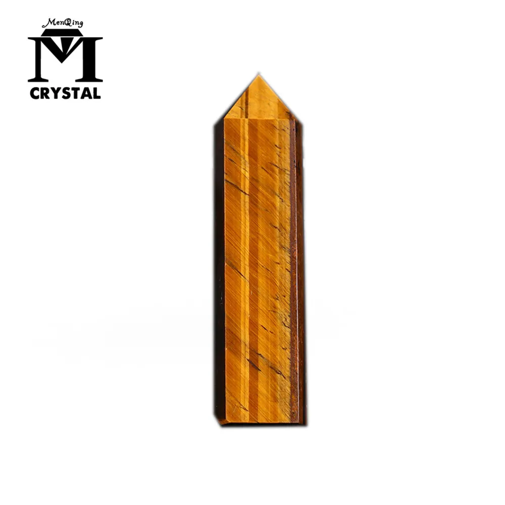 

Natural Yellow tiger eye Hexagonal Column Crystal Point Healing Wand Mineral Quartz Gemstone Home Decoration Treatment Stone