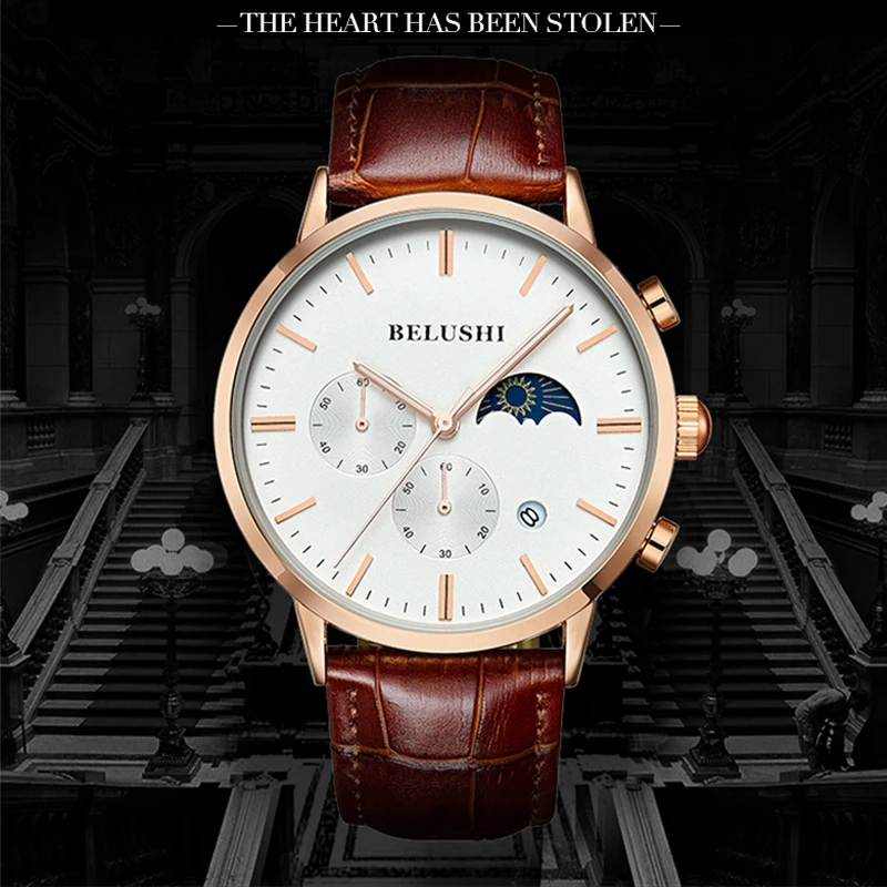 

BELUSHI NEW Watch Men's Wristwatches High Quality Watch Men Leather Waterproof Watch Quartz Watch Top Luxury Brand Man Wrist