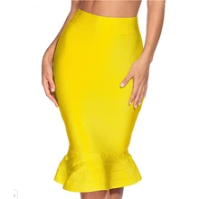 Летний повязная юбка Для женщин как у знаменитостей вечерние Подиумные Повседневное пикантные элегантные женские сапоги до колена Длина Bodycon юбка в виде хвоста русалки