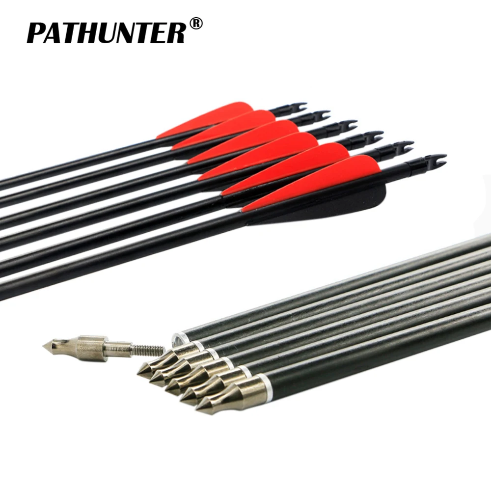 

PATHUNTER 12PCS 31Inch Target Hunting Arrows Fiberglass Arrow With Replaceable Arrowhead Spine 500 For Recurve/Coumpond Bows