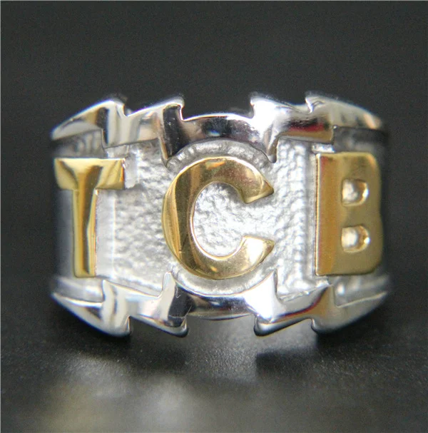 2017 Cool Big Golden TCB Ring 316L Stainless Steel Mens Fashion Motor Biker Ring 2