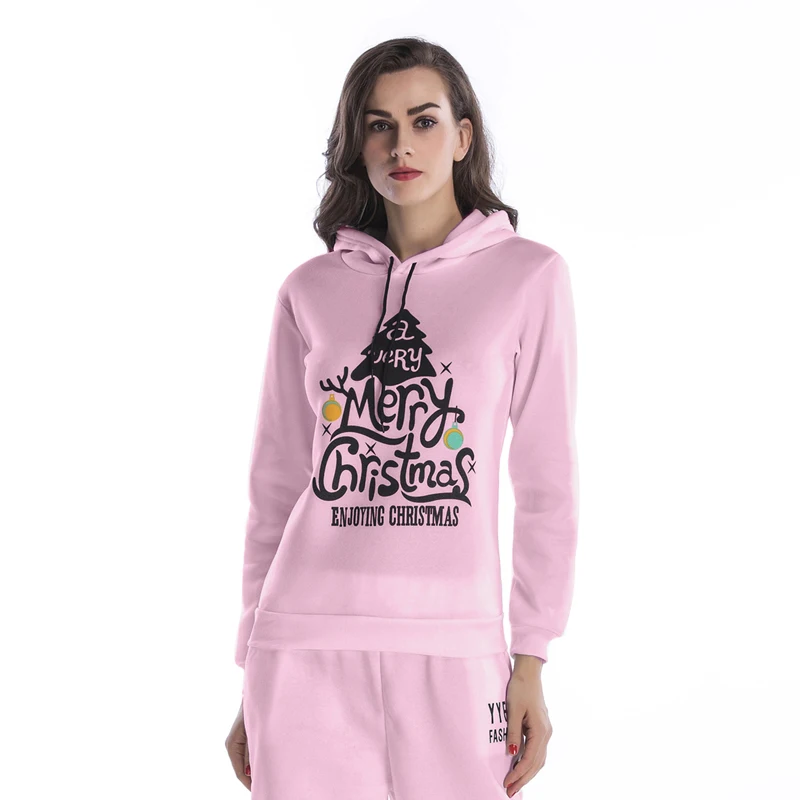 

Faouen Christmas Women Hoodies Christmas Trees Printed Hoodie Woman Pullover Hoody For Christmas Gift