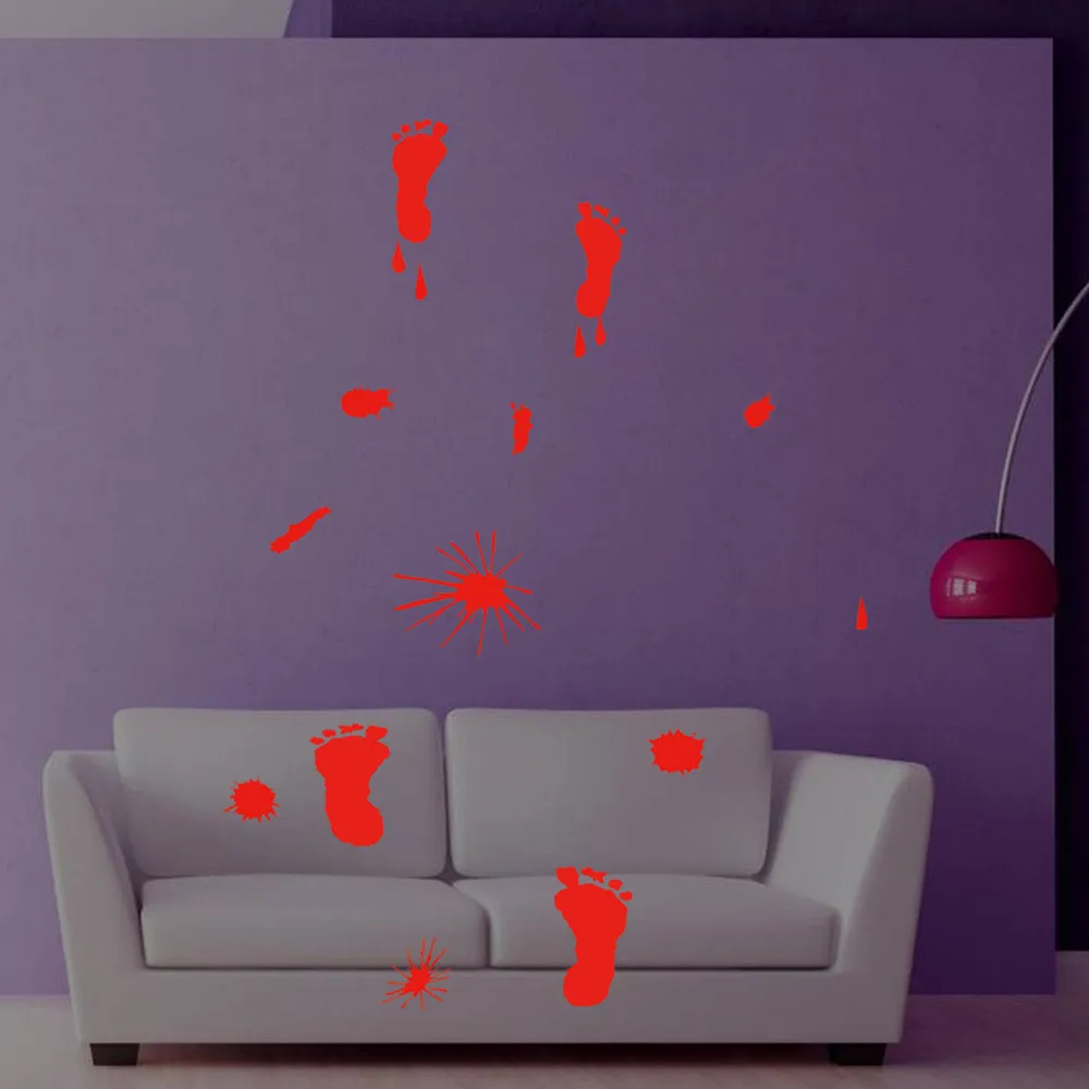 82 Piezas de Pegatinas Calcoman/ías de Clings de Ventana Suelo Pared de Huellas de Mano Huellas de Pies de Sangre para Halloween Fiesta de Vampiro Zombi
