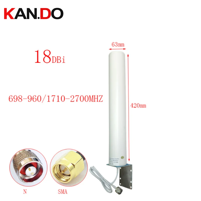Tanie Prawdziwe 18dbi 42cm długość 697 2700Mhz zewnętrzna 2G 3G 4G antena do repeate antena routera repeater 4G LTE modem antena N mężczyzna SMA