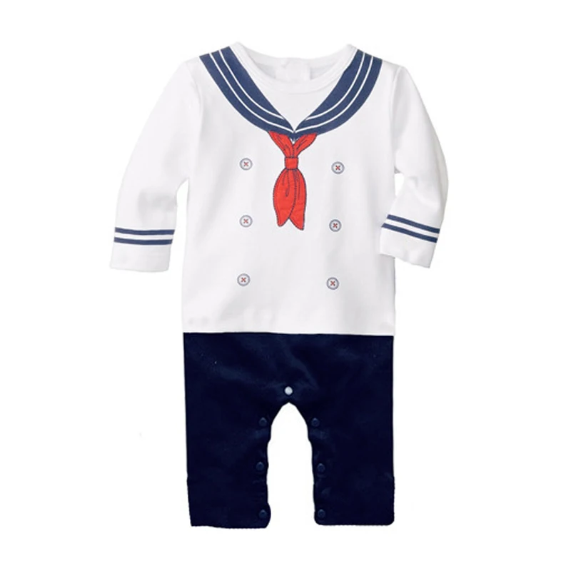 

Oneasy New 2016 Summer Cotton Ropa Bebe Baby Boy Sailor Suit Clothing Anchor Creeper Jumpsuit Long Sleeve Romper Baby Boy Baby