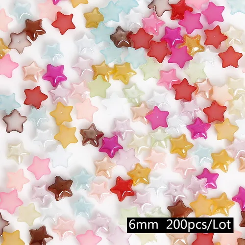 10 размеров 20-200 шт пластмассовый ABS искусственный жемчуг цветок звезда лук бусины для DIY ювелирных изделий Ремесло Украшение для альбома - Цвет: Mixed 6mm 200pcs