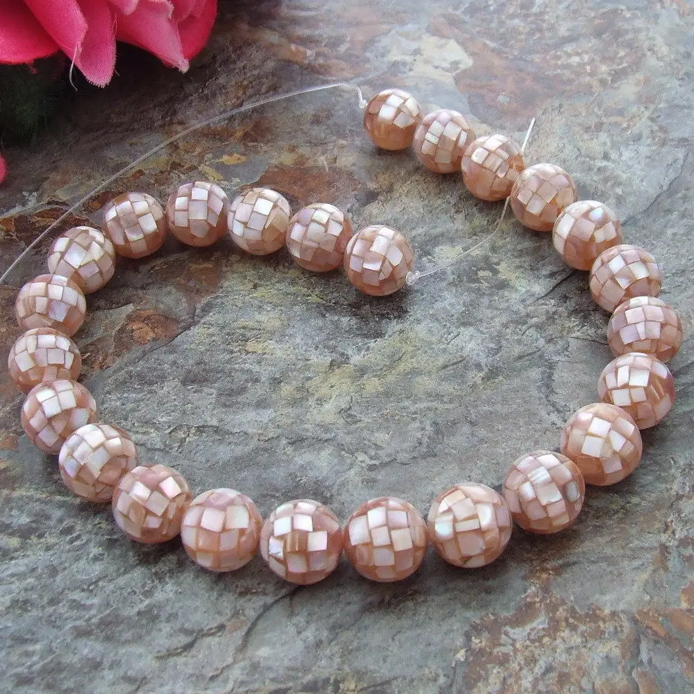 

16mm Pink Mother Of Pearl Round Shell Beads 15.5" Strand