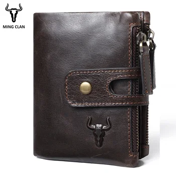 

Rfid Leather Wallet Men Zipper Wallets With 2 Zipper Pockets Compact Bifold Men Travel Wallets Big Capacity