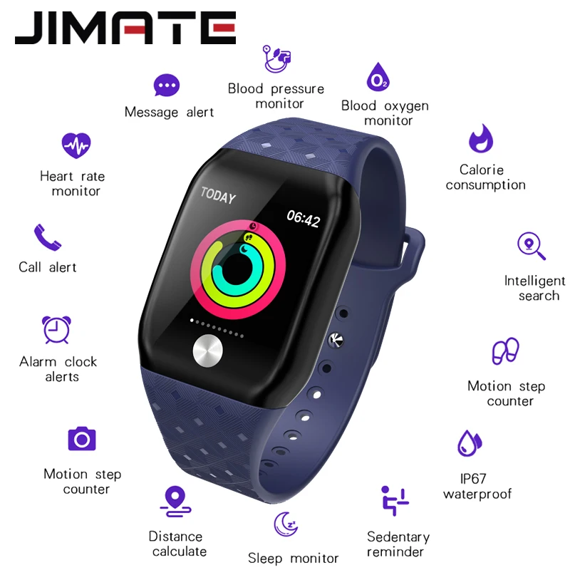 

Smart Watch Blood Oxygen Heart Rate Monitor Weather Display Call Message Reminder Calorie Pedometer Fitness Smartwatch Bracelet