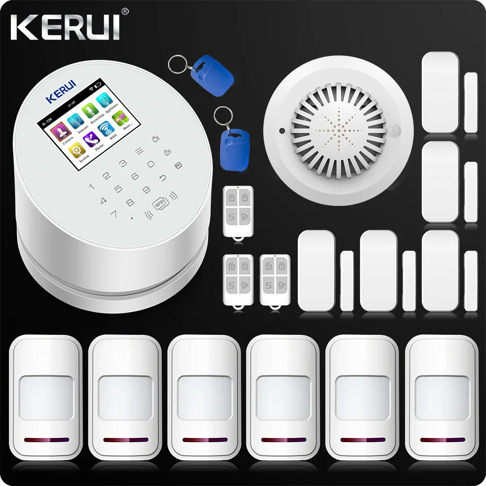 

KERUI W2 Wifi GSM PSTN Home Alarm APP ISO 433MHz TFT Golor Screen RFID Disarm Arm Security Kit