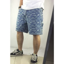 Высокое качество новые летние поступления Мода Кешью цветочным узором джинсовые шорты мужские в стиле хип-хоп повседневные свободные джинсы Шорты брюки