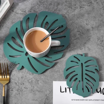 

2 Pc Leaf Coaster Placemats Set Heat Resistant Mat Pad For Dining Table Kitchen Trivet Individual Cup Base Set