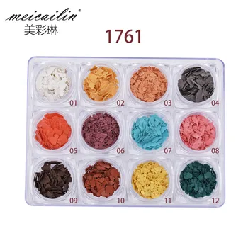 

12Box/Set Mica Slice Design Sequins Colorful Flowers Irregular Broken Flakes Nail Art Decorations DIY Manicure Accessory Tools