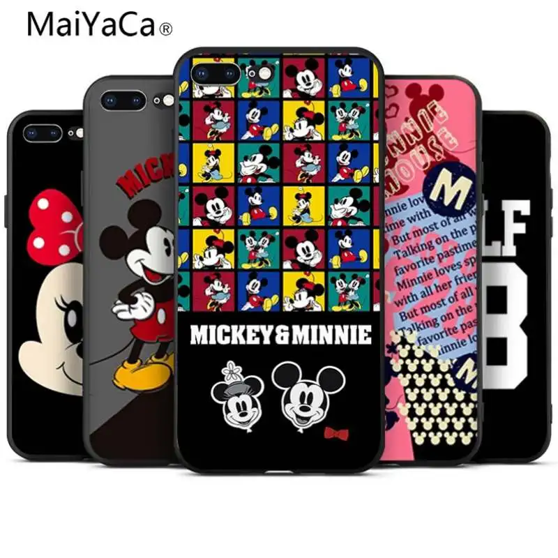 

MaiYaCa For coque iphone 8 plus mickey mouse phone case For iphone X 8 8plus 7 7plus 6 6s XS XR XSMAX Luxury Black Case cover