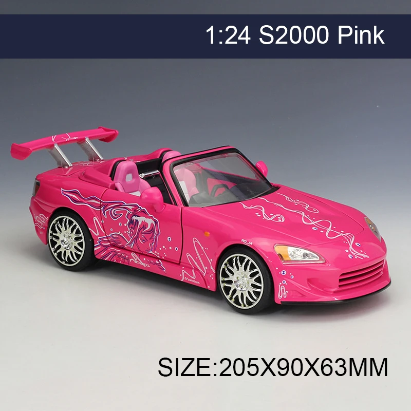 1:24 Model Car S2000 Pink Metal Vehicle Play Collectible ...