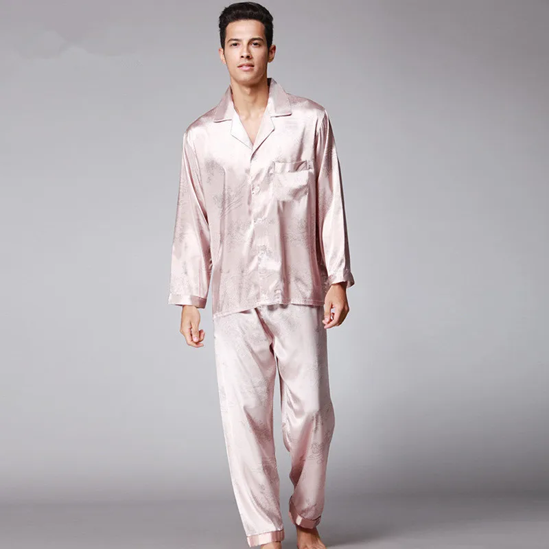 New Arrival Autumn Men Casual Breathable Faux silk tops and Pants sets lounge Homewear Sleepwear Set Men's Pajama sets TZ066 New Arrival Autumn Men Casual Breathable Faux silk tops and Pants sets lounge Homewear Sleepwear Set Men's Pajama sets TZ066