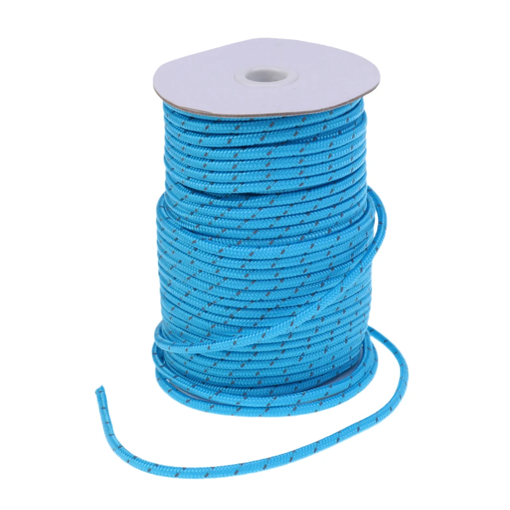 High Visibility 5mm 50m Fluorescent Reflective Guyline Tent Rope Nylon Cord Paracord for Outdoor Camping Hiking Tent 