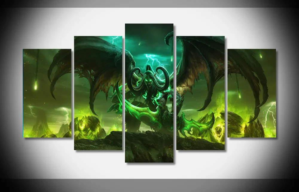 Por Warcraft Art Lots From China Wall Art Canvas Paintings Living Room Decor 5 Pieces World Of Warcraft Pictures Hd Printed Framed