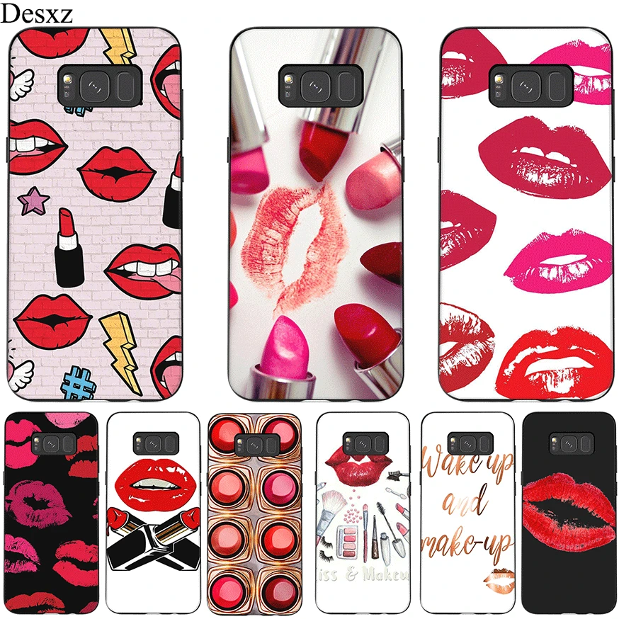 

Mobile Phone Case For Samsung M10 M20 M30 M40 S6 S7 Edge S8 S9 S10 S10E Plus Note 8 9 Cover Sexy Lips Cosmetics Lipstick Powder