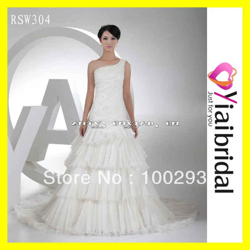 Sue Wong Wedding Dresses A-Line Floor-Length Chapel Train D One Shoulder Sleeveless Dropped Lace Up Built-In Bra Organza Customi | Свадьбы и
