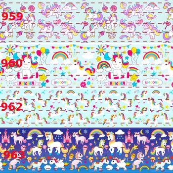 

NEW 50 yards lively Unicorn ribbon printed grosgrain cartoon ribbons DIY free shipping A