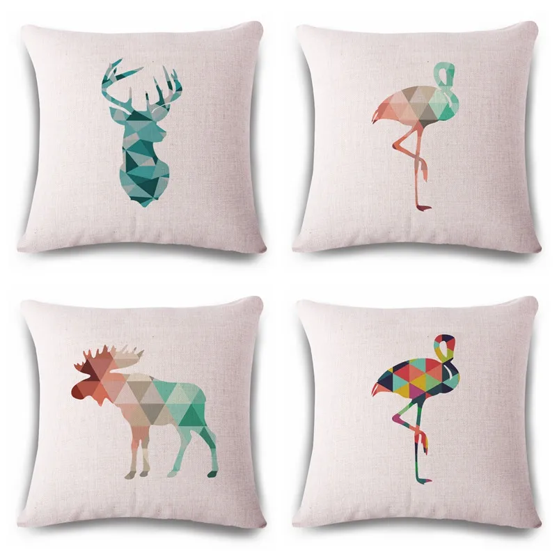 

Lovely geometric animals Cushion(No Filler) Polyester Family affection Sofa Car Seat family Home Decorative Throw Pillow