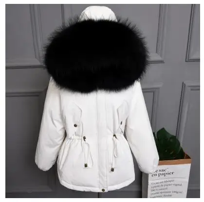 Утепленное теплое зимнее пальто для женщин, большой размер, настоящий натуральный мех, белый пуховик на утином пуху, пальто, верхняя одежда с капюшоном, Женская куртка SF1111 - Цвет: White 5
