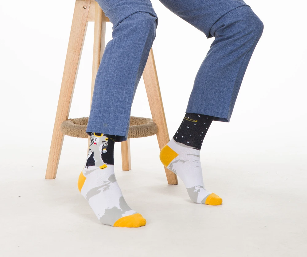 Забавные хлопковые носки с изображением космонавта, Счастливого скейтборда, крутые креативные короткие носки, пара носков для женщин и мужчин, новинка, забавные уличные носки