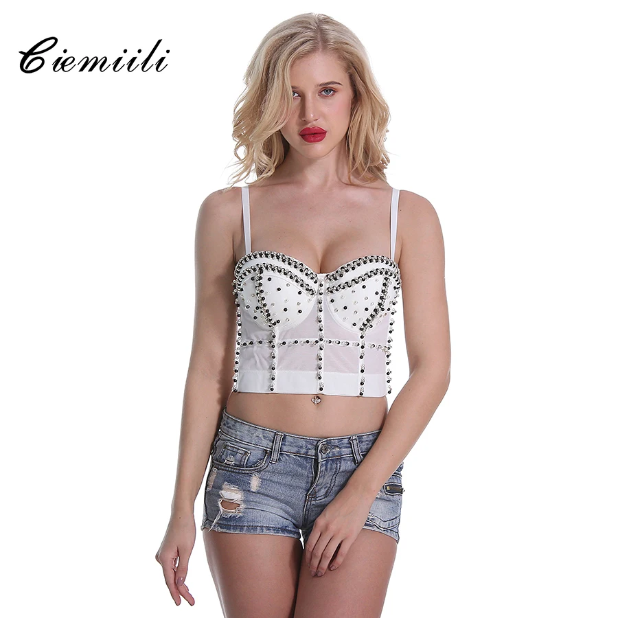 Топ CIEMIILI женский короткий на бретелях спагетти пикантный модельный клубный