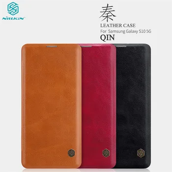 

For Samsung Galaxy S10 5G Flip Case Nillkin Qin Vintage Leather Card Pocket Wallet Flip Cover For Samsung S10 5G Phone Bags