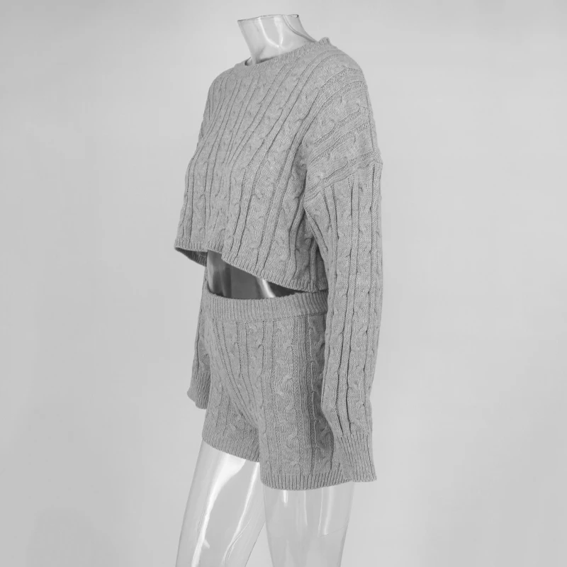 Однотонный вязаный модный сексуальный комбинезон с круглым вырезом, женский комбинезон с длинным рукавом, осенний зимний Повседневный облегающий свитер, Комбинезоны