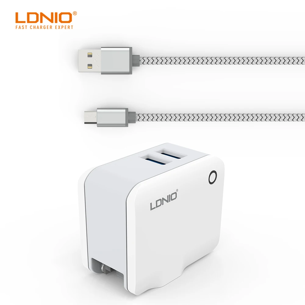 

LDNIO Multi Protection 2.4A 2 USB Ports Home Travel Charger With US Foldable Adapter Plug For Xiaomi Mobile Phone