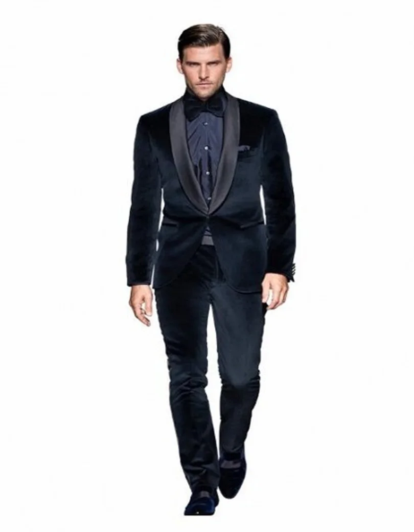 

2017 Men's Brand Suit New Tailored Velvet Groom Tuxedos Wedding Suits For Mens 2 Pieces (jacket+pants+bow Tie)cm76017011