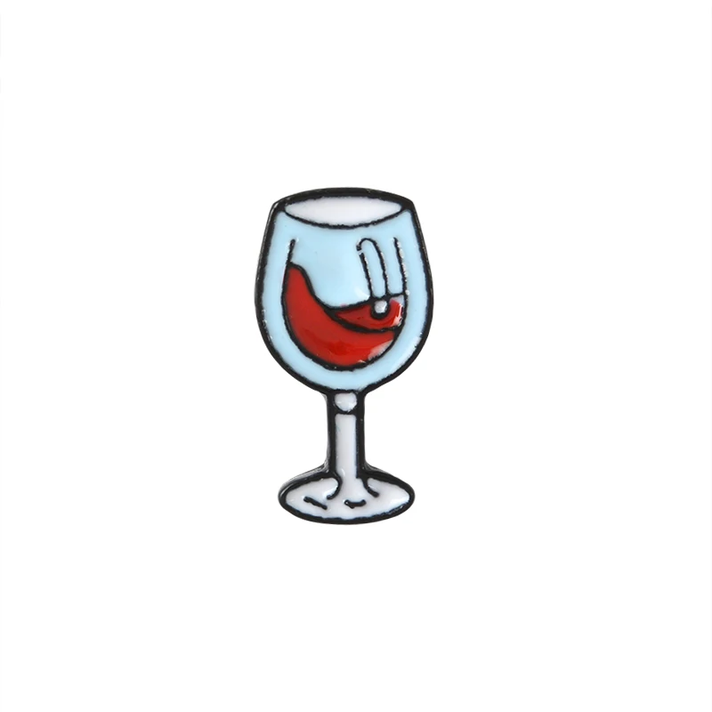 Винное время мини милые винные и Винные бокалы пара штифтов красное вино Бутылка Чашка Броши Эмаль Булавка значок для влюбленных лучший друг штифты - Окраска металла: Red wine glass